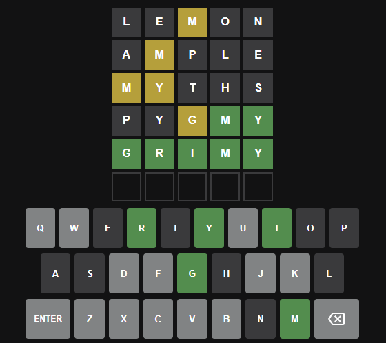 Todays Wordle Solution 570 - 5th Attempt